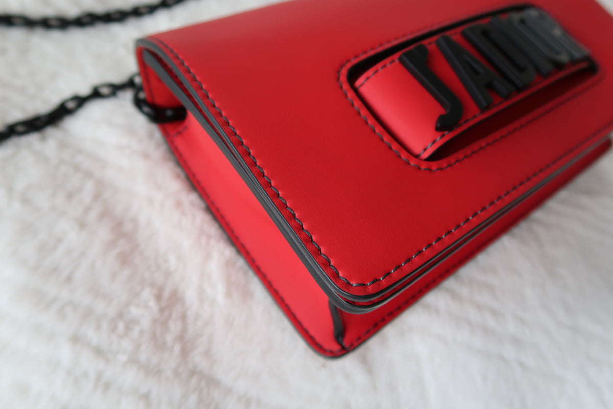 Christian Dior Ultra Matte Calfskin J’Adior Chain Flap Bag in Red/Black 2way Convertible Shoulder or Crossbody