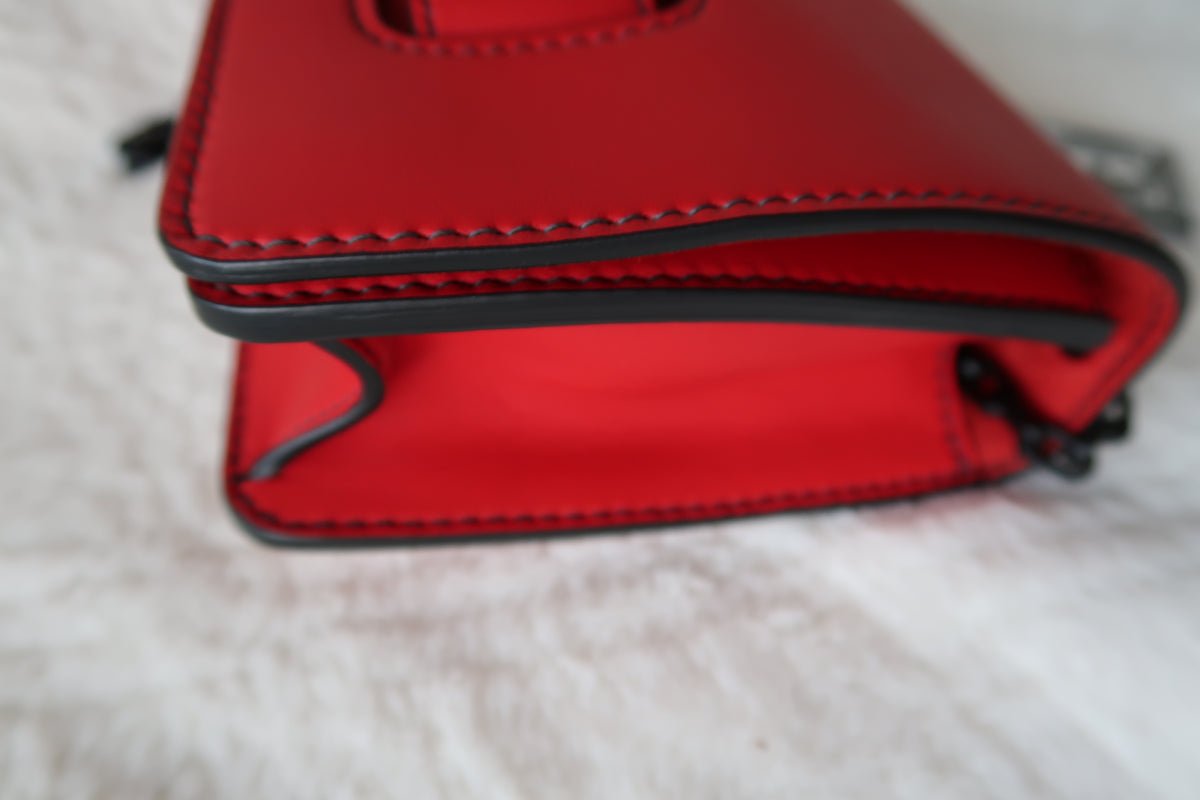 Christian Dior Ultra Matte Calfskin J’Adior Chain Flap Bag in Red/Black 2way Convertible Shoulder or Crossbody