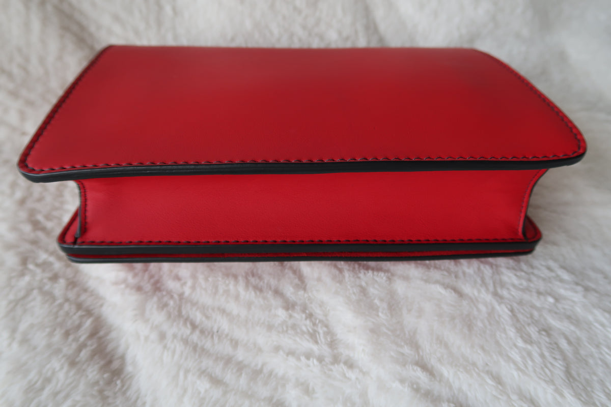 Christian Dior Ultra Matte Calfskin J’Adior Chain Flap Bag in Red/Black 2way Convertible Shoulder or Crossbody