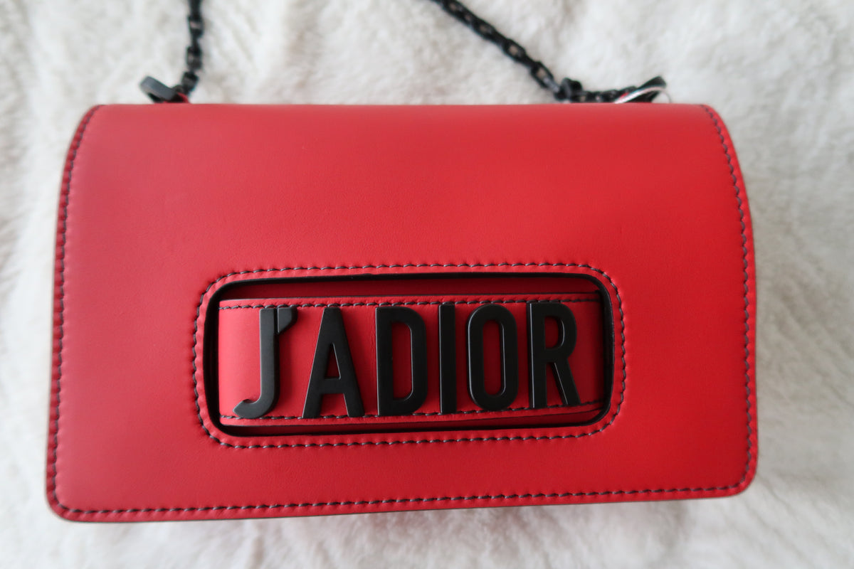 Christian Dior Ultra Matte Calfskin J’Adior Chain Flap Bag in Red/Black 2way Convertible Shoulder or Crossbody