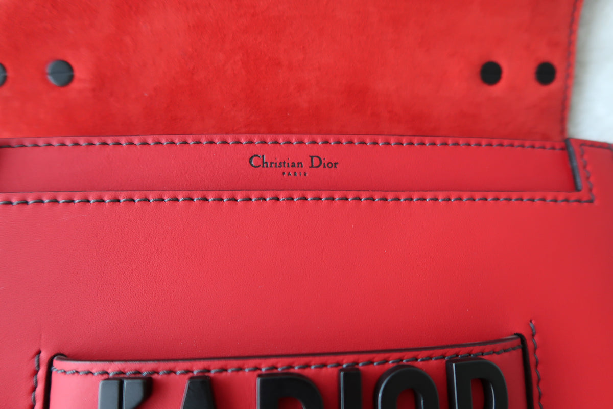 Christian Dior Ultra Matte Calfskin J’Adior Chain Flap Bag in Red/Black 2way Convertible Shoulder or Crossbody