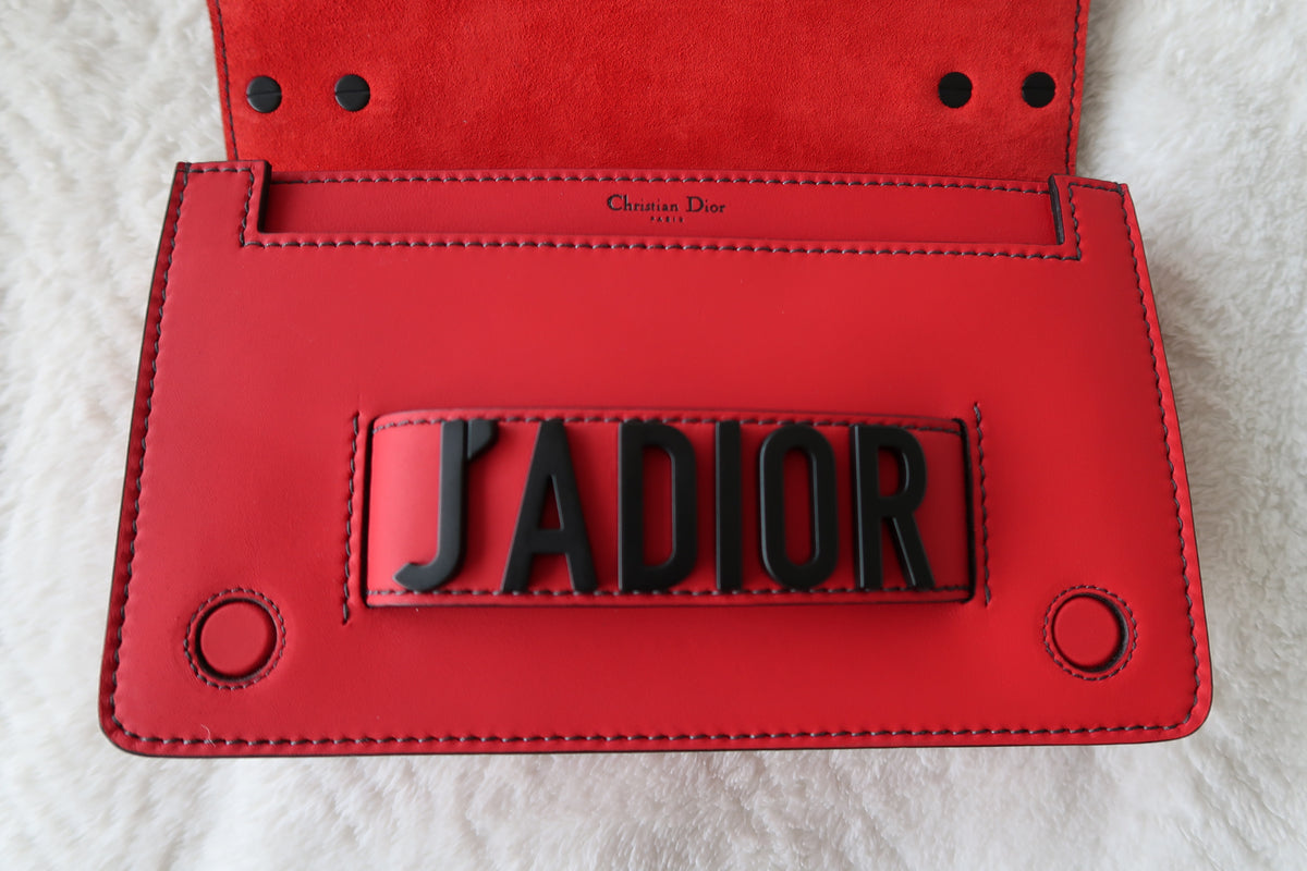 Christian Dior Ultra Matte Calfskin J’Adior Chain Flap Bag in Red/Black 2way Convertible Shoulder or Crossbody
