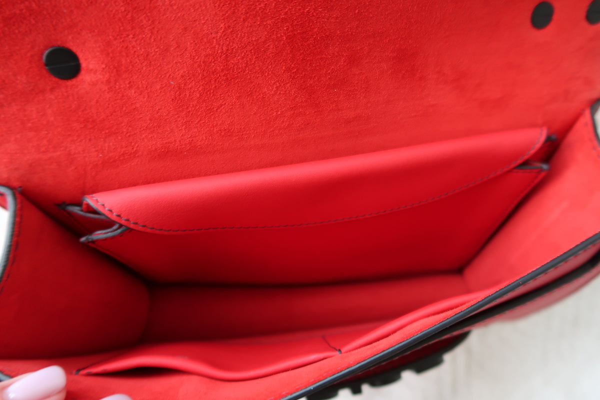 Christian Dior Ultra Matte Calfskin J’Adior Chain Flap Bag in Red/Black 2way Convertible Shoulder or Crossbody