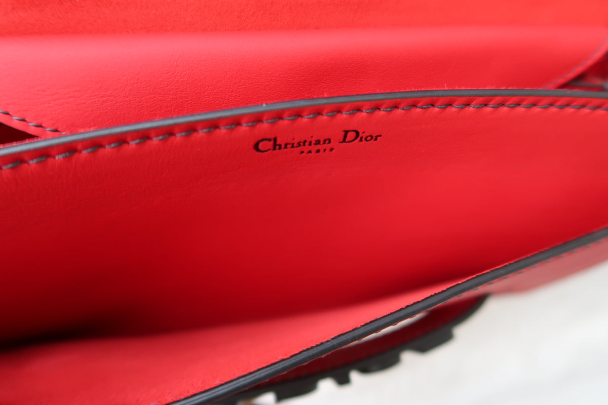Christian Dior Ultra Matte Calfskin J’Adior Chain Flap Bag in Red/Black 2way Convertible Shoulder or Crossbody
