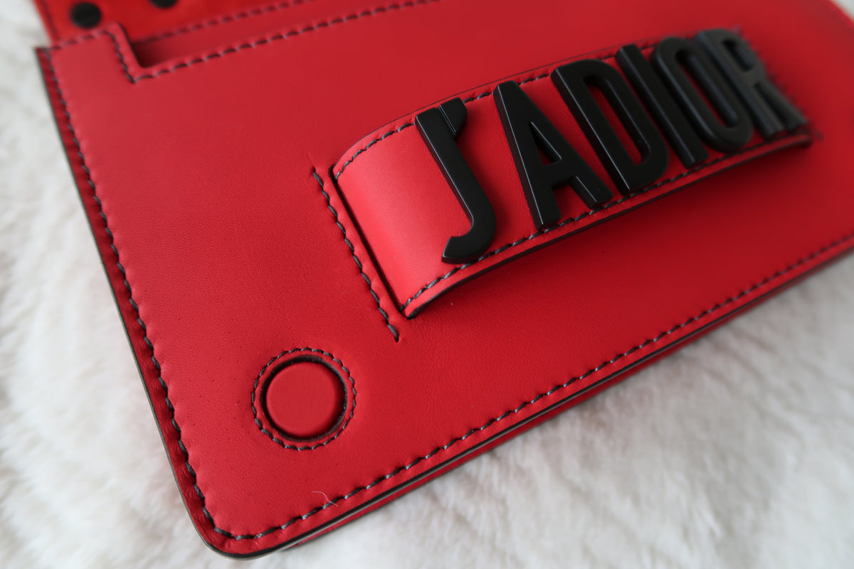 Christian Dior Ultra Matte Calfskin J’Adior Chain Flap Bag in Red/Black 2way Convertible Shoulder or Crossbody