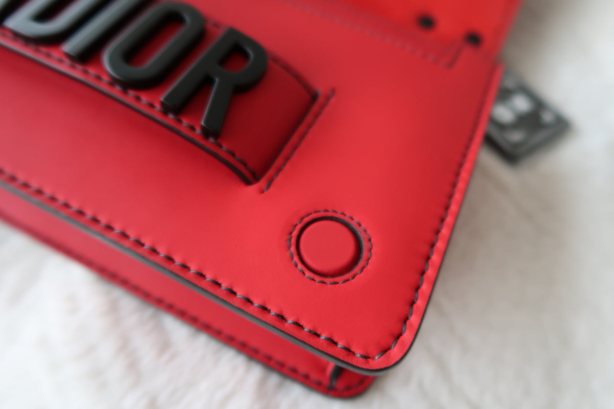Christian Dior Ultra Matte Calfskin J’Adior Chain Flap Bag in Red/Black 2way Convertible Shoulder or Crossbody