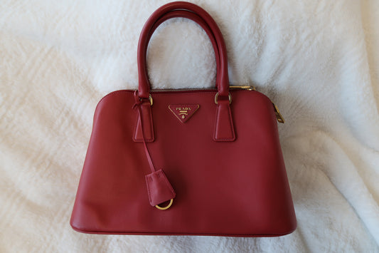 Prada Saffiano Lux Promenade Medium Satchel – Red