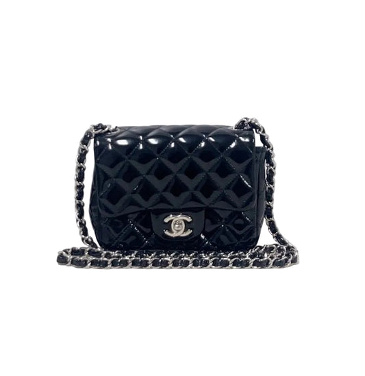 Chanel Black Patent Quilted Flap Bag