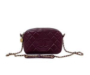 Chanel Working Vibe Small Camera Case Burgundy Quilted Calfskin