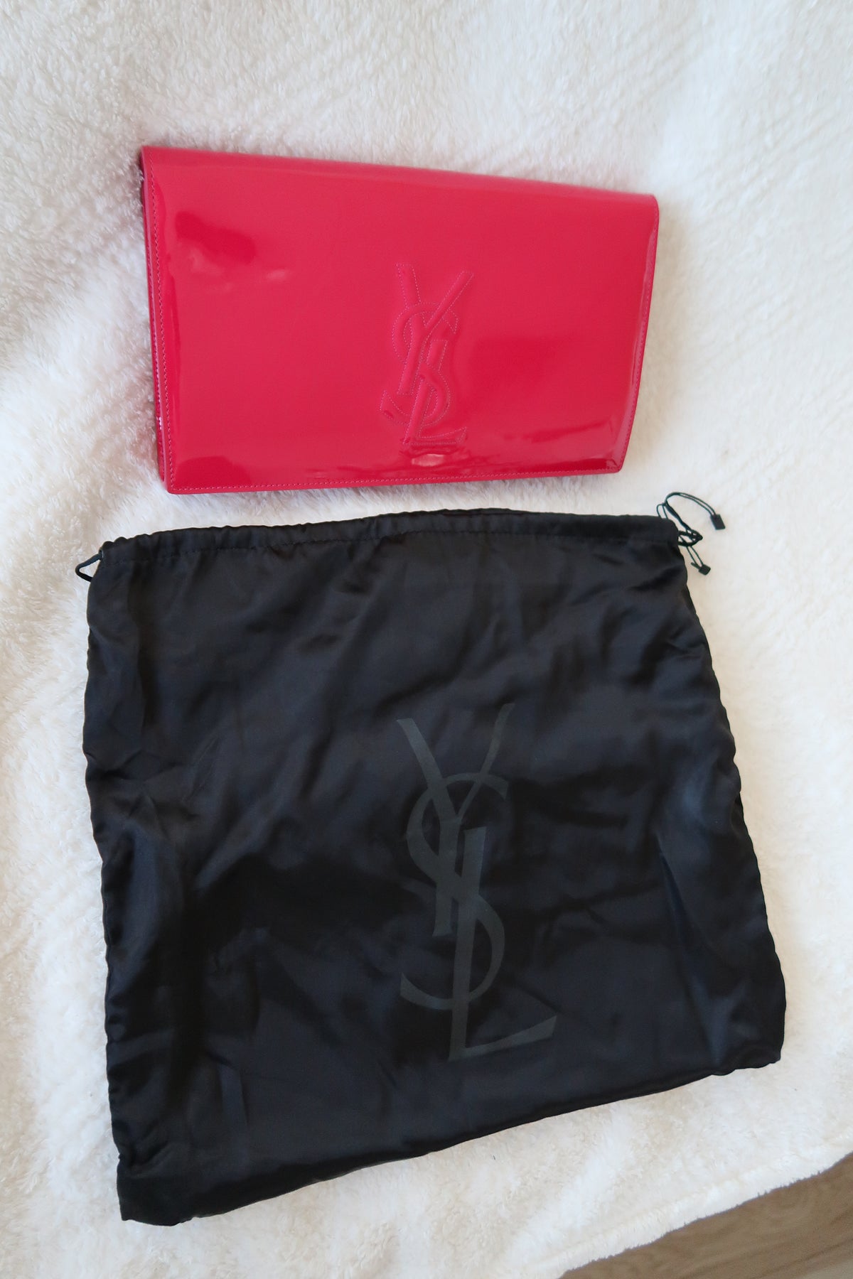 YSL PATENT PINK CLUTCH