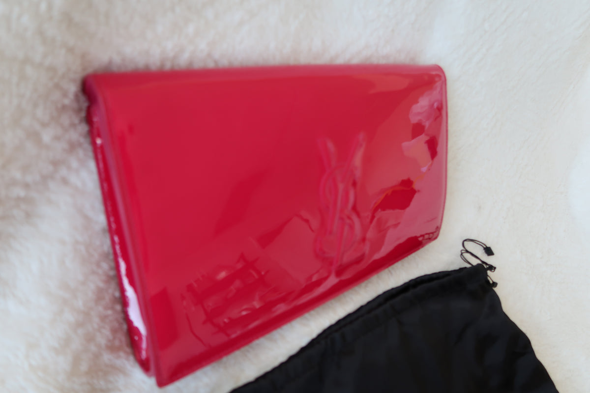 YSL PATENT PINK CLUTCH