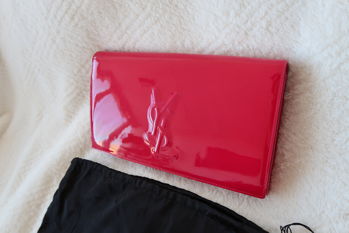YSL PATENT PINK CLUTCH