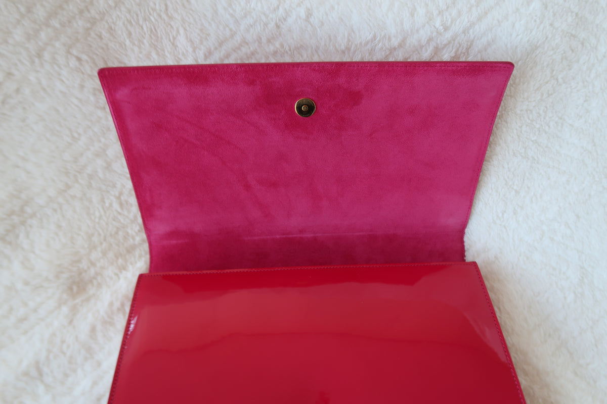YSL PATENT PINK CLUTCH