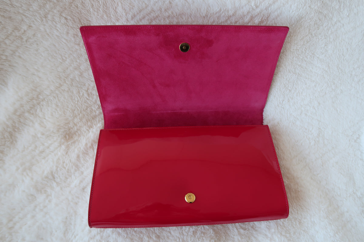 YSL PATENT PINK CLUTCH