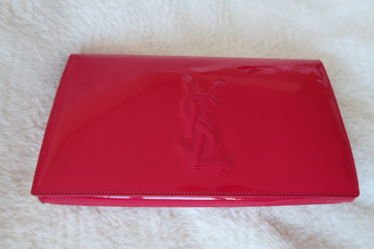 YSL PATENT PINK CLUTCH