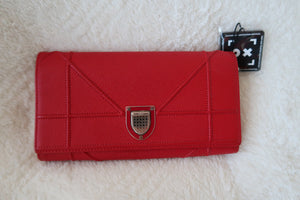 Dior Red Cannage Leather Diorama Wallet on Chain