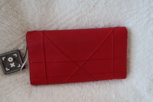 Dior Red Cannage Leather Diorama Wallet on Chain