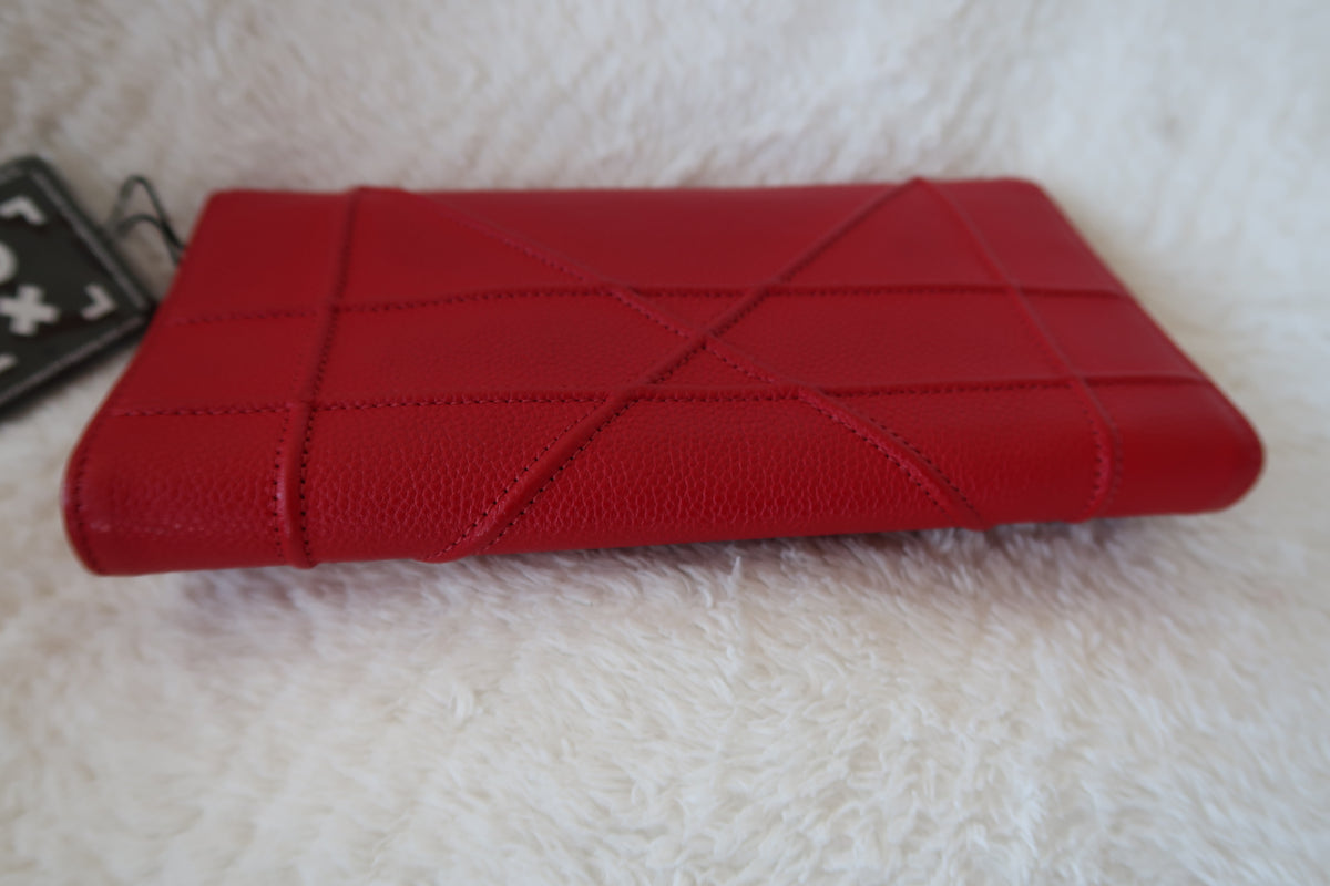 Dior Red Cannage Leather Diorama Wallet on Chain