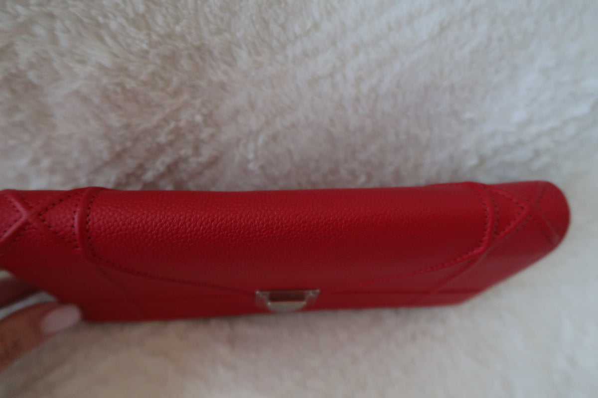 Dior Red Cannage Leather Diorama Wallet on Chain