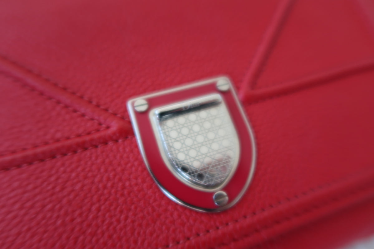 Dior Red Cannage Leather Diorama Wallet on Chain