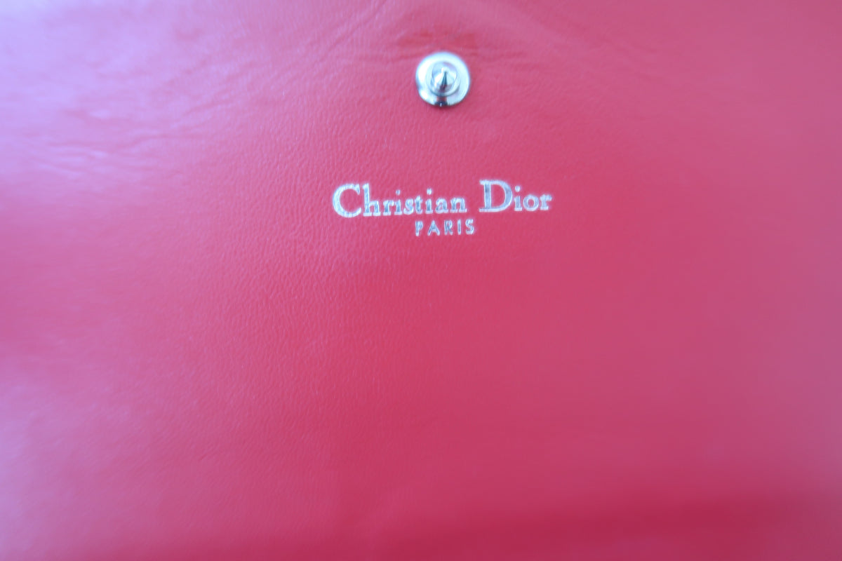 Dior Red Cannage Leather Diorama Wallet on Chain