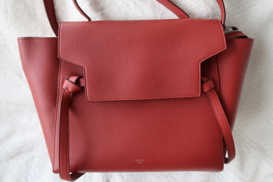 Celine Mini Belt Bag in Tomato Red Grained Leather