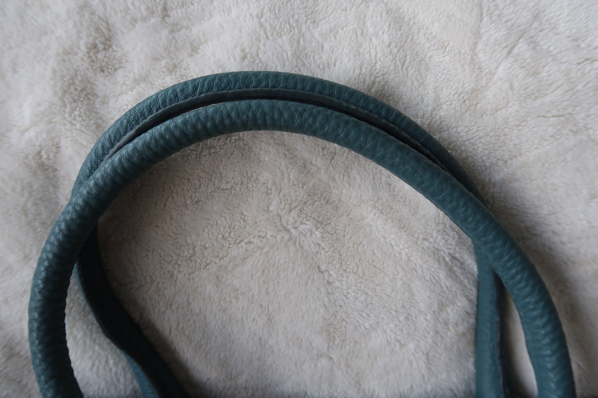 Prada Vitello Daino Leather Tote - Blue
