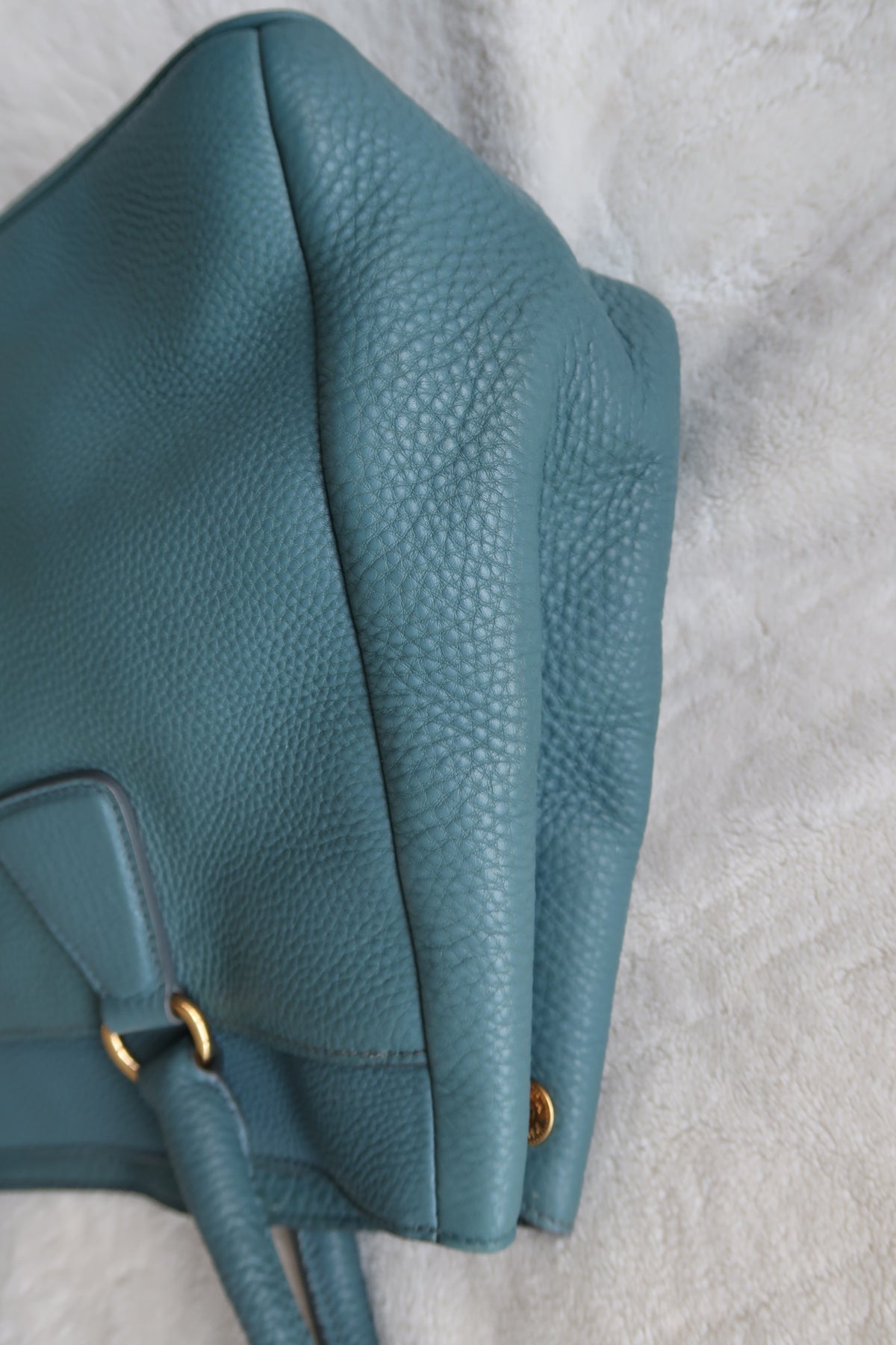 Prada Vitello Daino Leather Tote - Blue