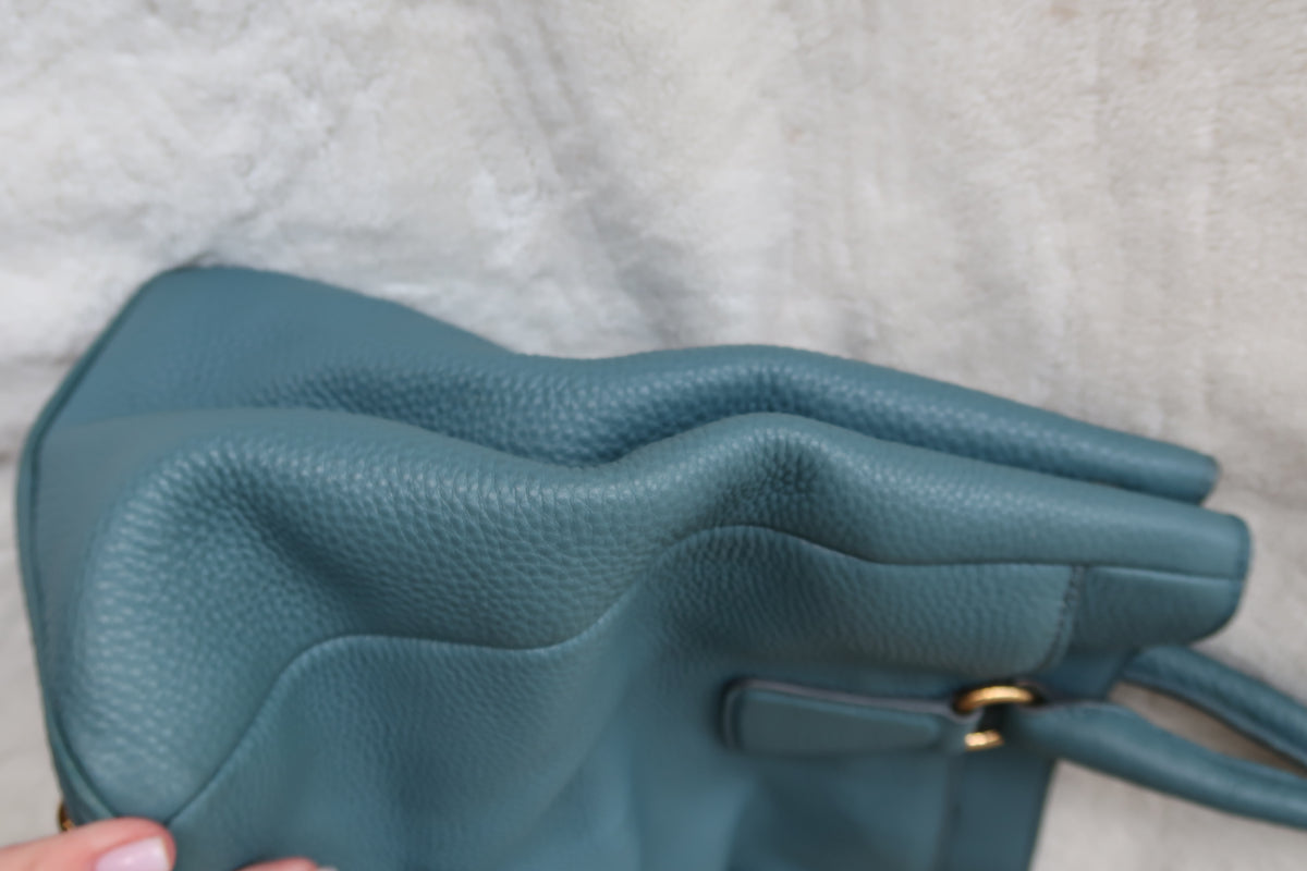 Prada Vitello Daino Leather Tote - Blue