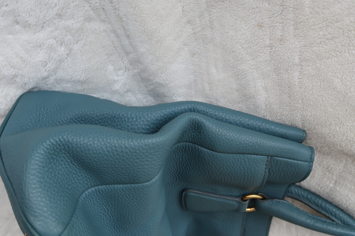 Prada Vitello Daino Leather Tote - Blue