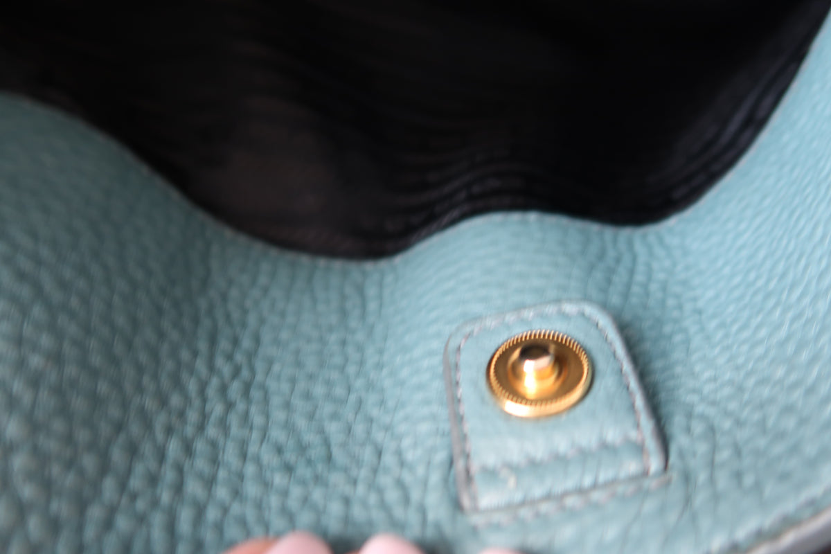 Prada Vitello Daino Leather Tote - Blue