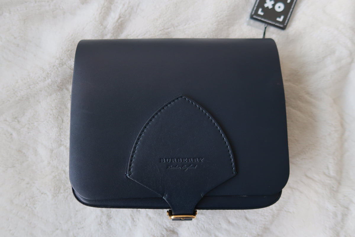 Burberry Burberry Bridle Square Satchel Leather Large Indigo Blue Navy