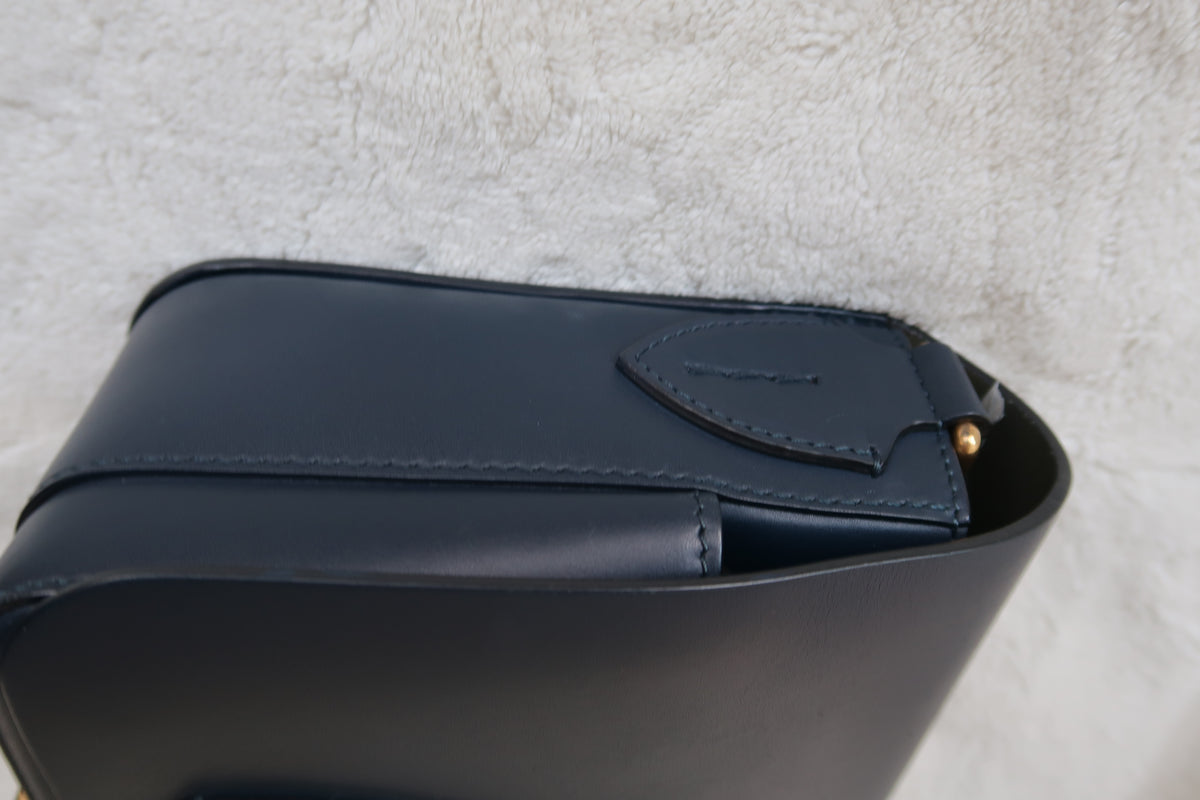 Burberry Burberry Bridle Square Satchel Leather Large Indigo Blue Navy