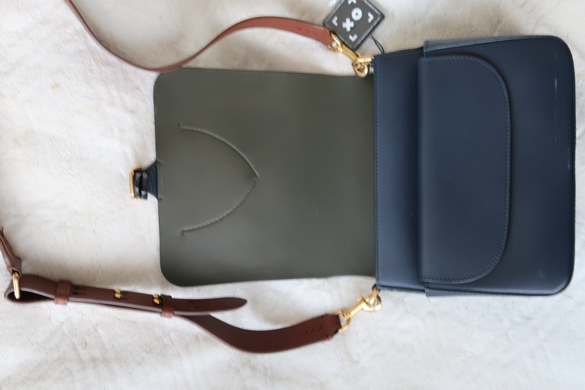Burberry Burberry Bridle Square Satchel Leather Large Indigo Blue Navy