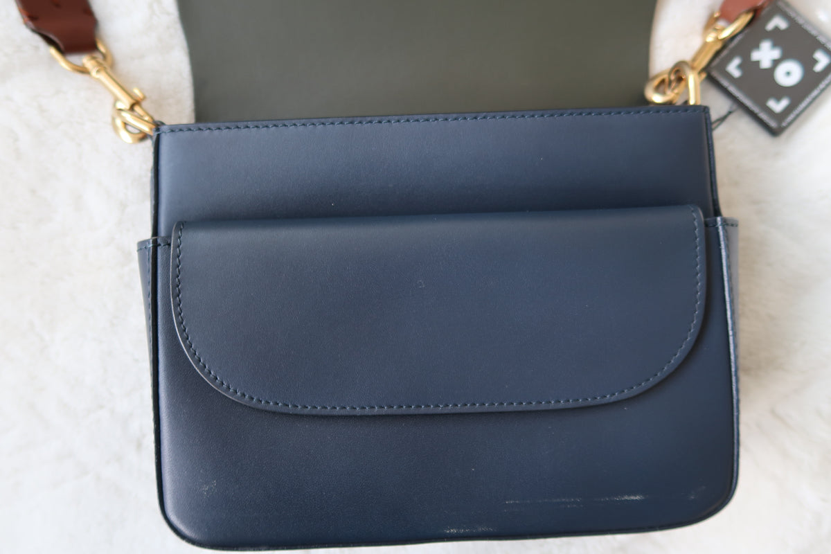 Burberry Burberry Bridle Square Satchel Leather Large Indigo Blue Navy