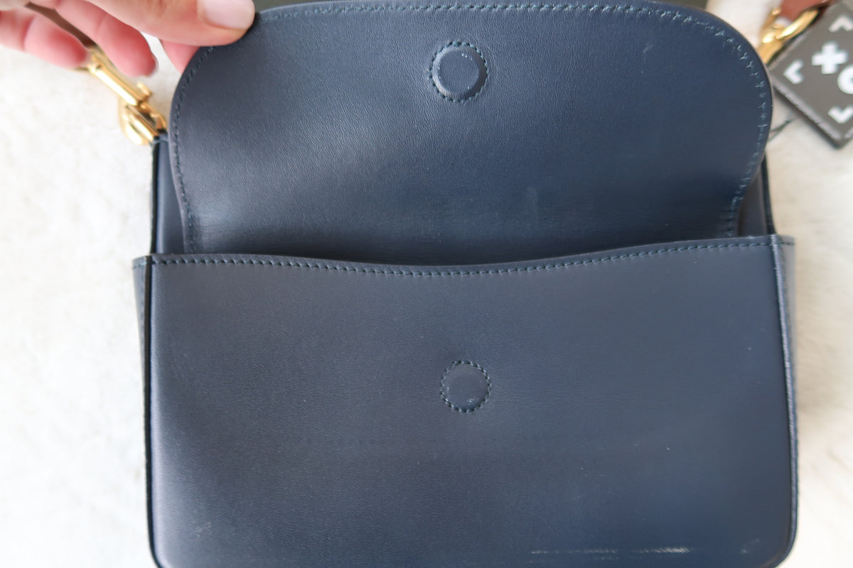 Burberry Burberry Bridle Square Satchel Leather Large Indigo Blue Navy