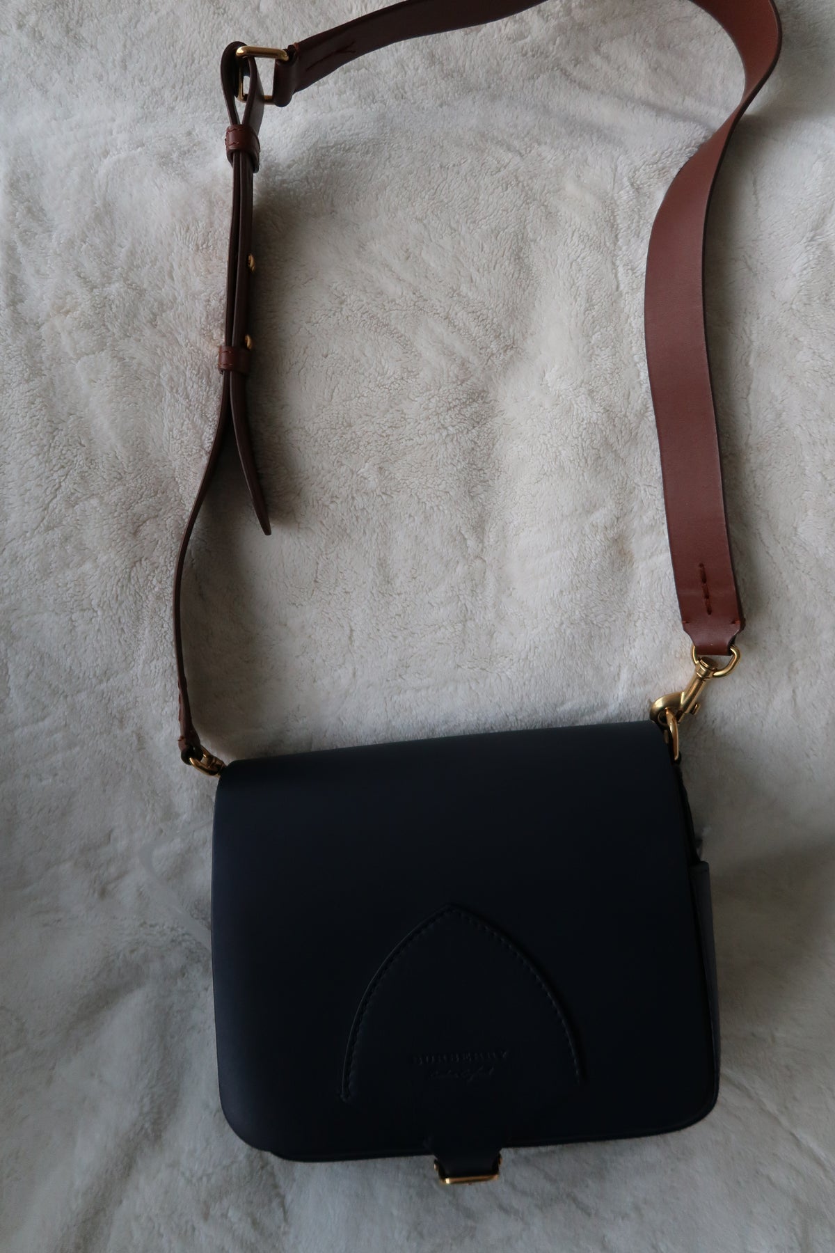 Burberry Burberry Bridle Square Satchel Leather Large Indigo Blue Navy