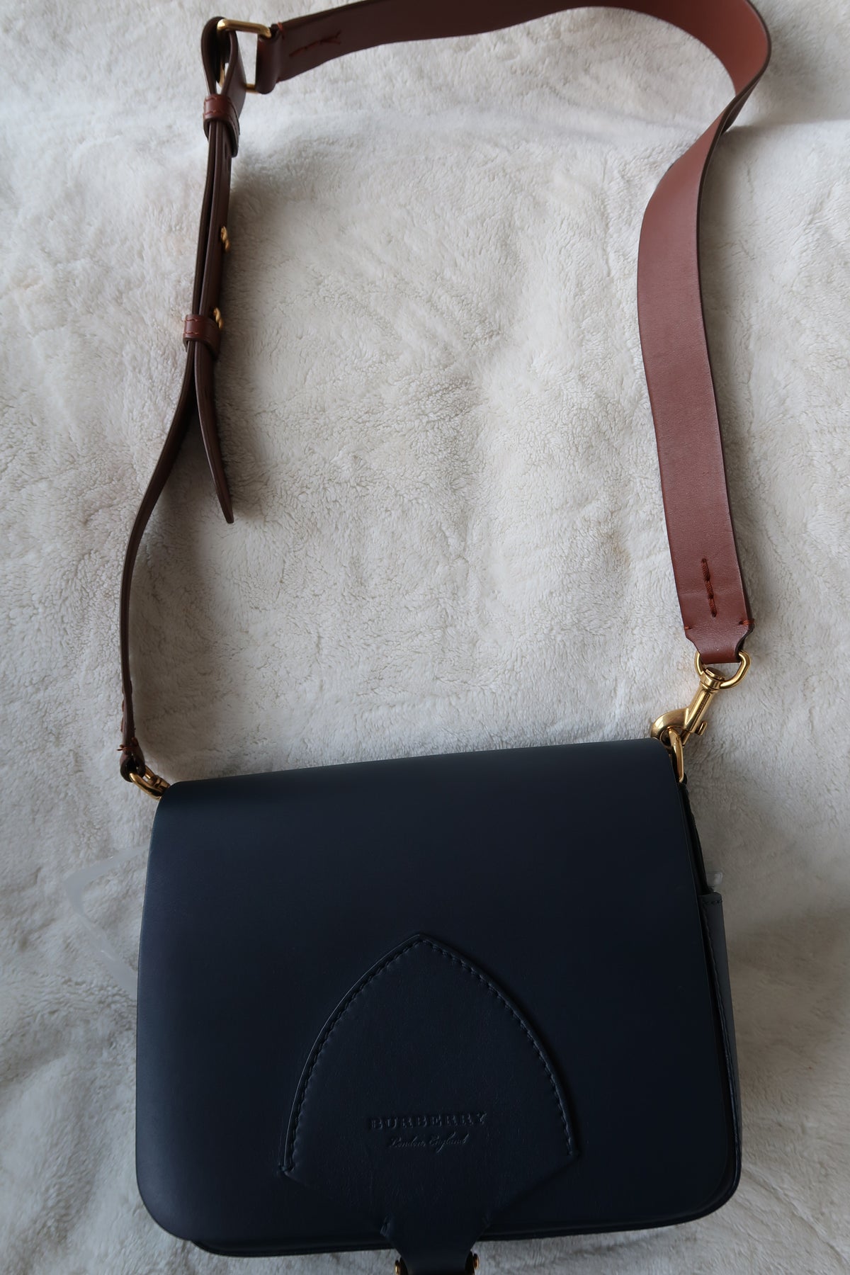 Burberry Burberry Bridle Square Satchel Leather Large Indigo Blue Navy