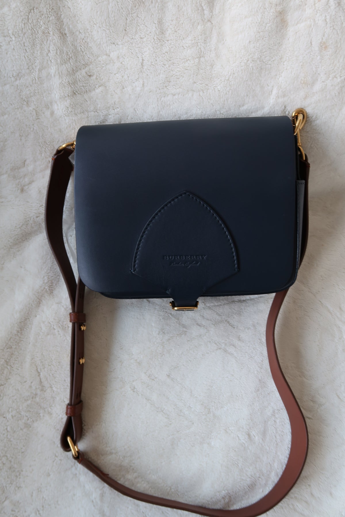 Burberry Burberry Bridle Square Satchel Leather Large Indigo Blue Navy