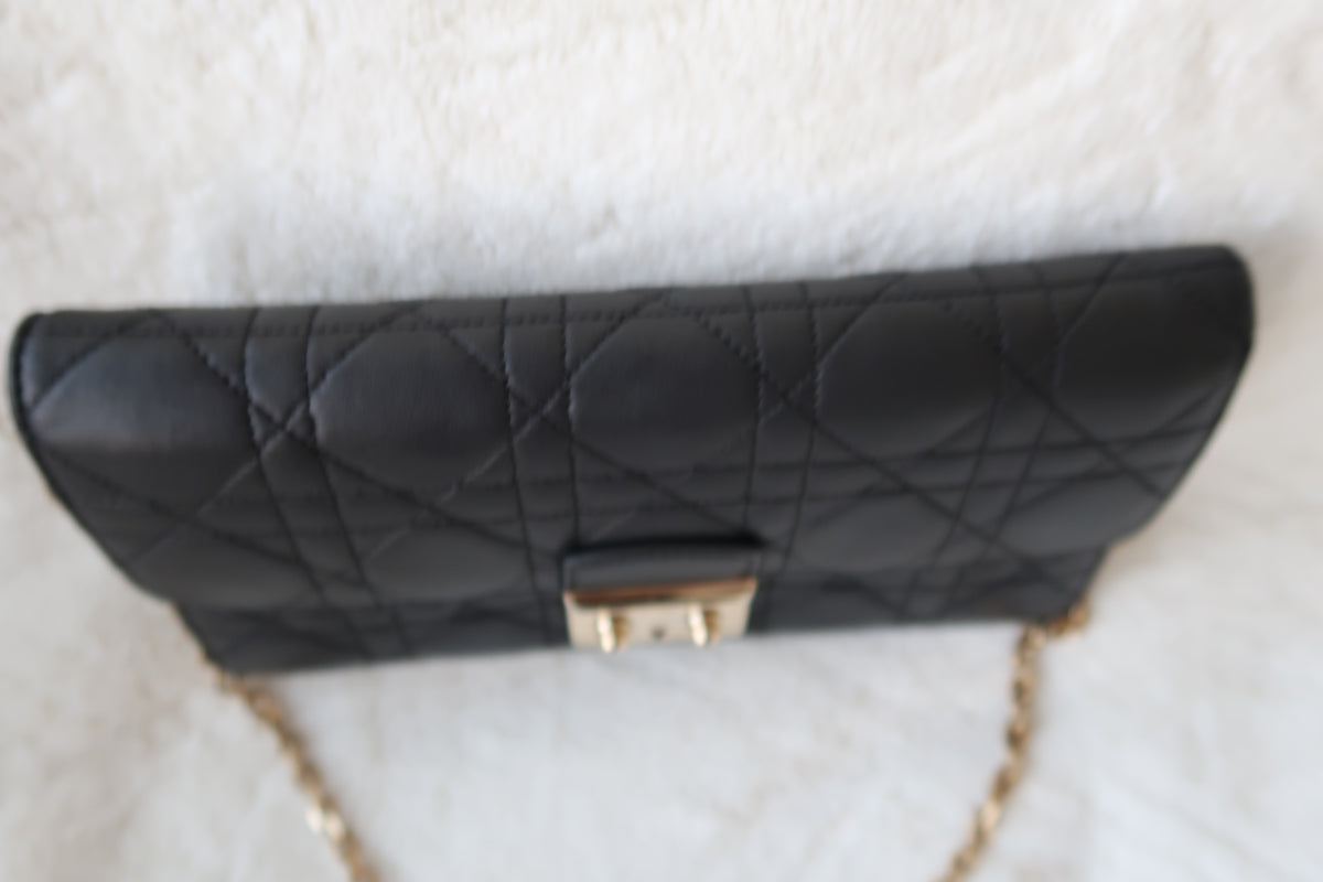Christian Dior Lambskin Cannage Miss Dior Promenade Wallet on Chain Shoulder Bag Black