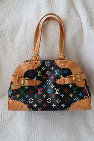 Louis Vuitton Monogram Multicolore Claudia Black Canvas Top Handle Bag