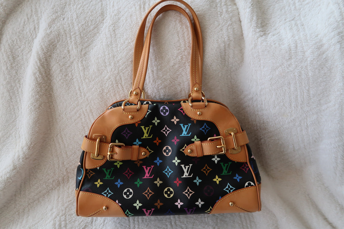 Louis Vuitton Monogram Multicolore Claudia Black Canvas Top Handle Bag