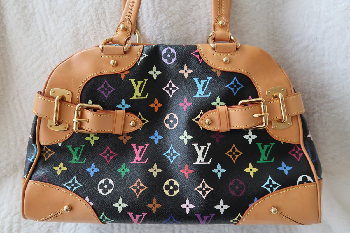Louis Vuitton Monogram Multicolore Claudia Black Canvas Top Handle Bag