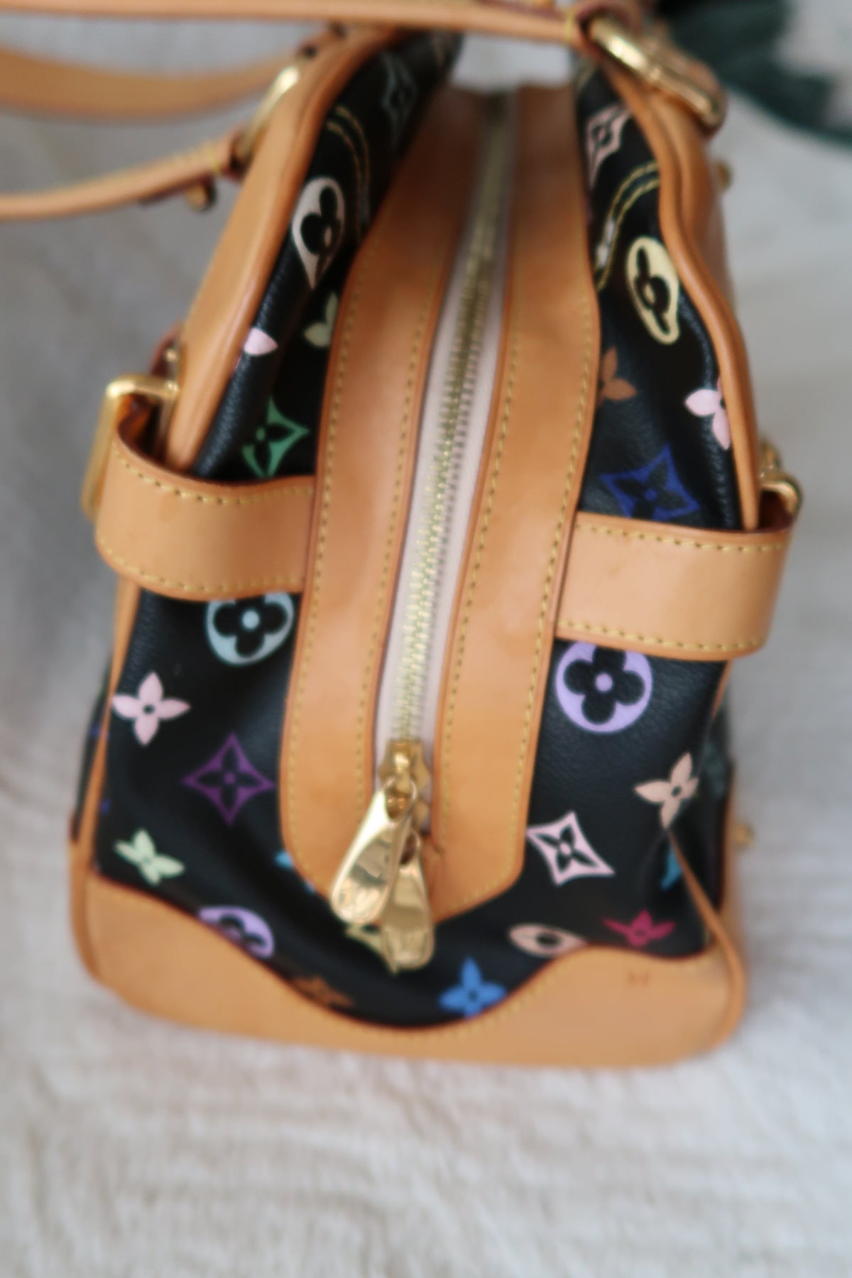 Louis Vuitton Monogram Multicolore Claudia Black Canvas Top Handle Bag