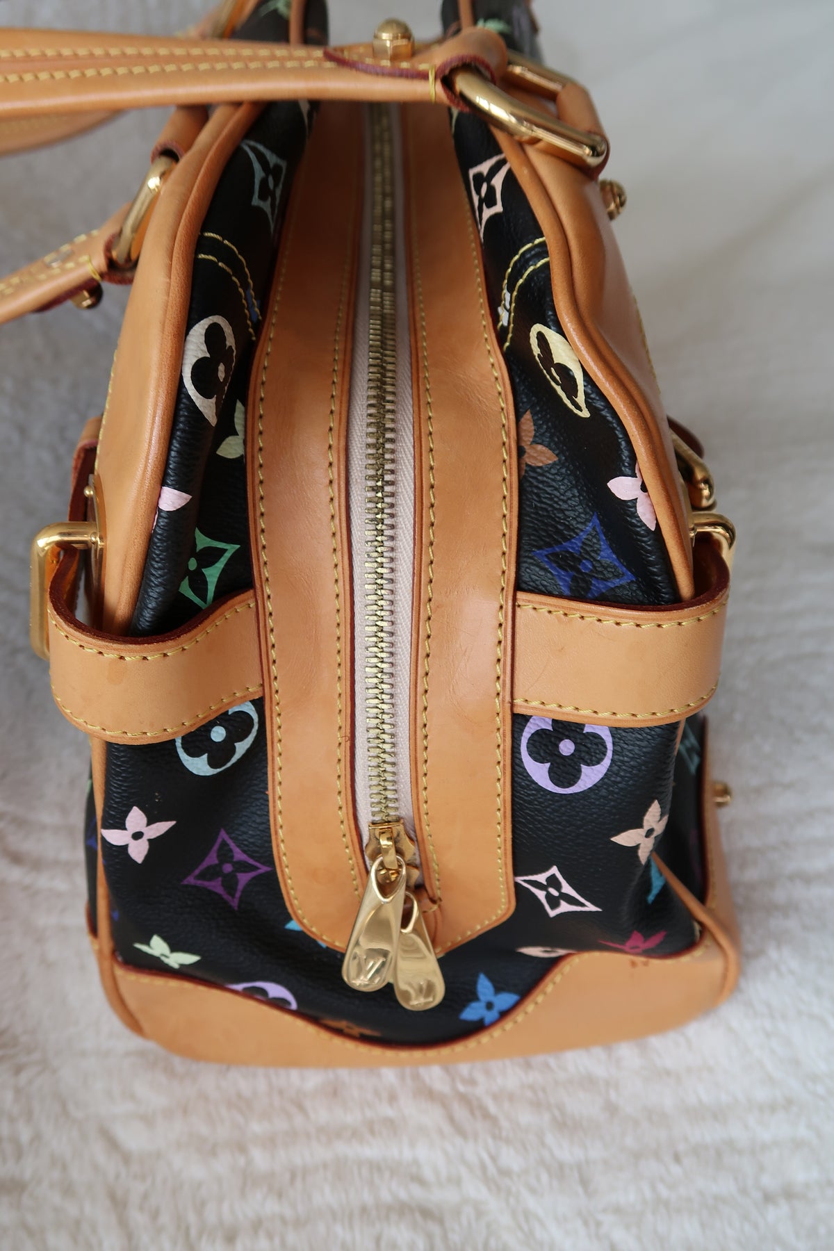 Louis Vuitton Monogram Multicolore Claudia Black Canvas Top Handle Bag