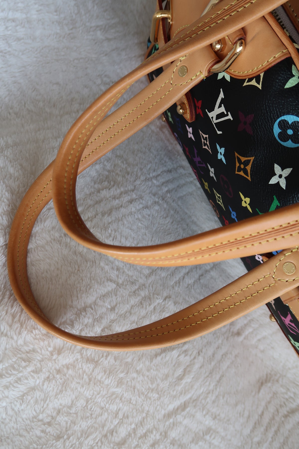 Louis Vuitton Monogram Multicolore Claudia Black Canvas Top Handle Bag