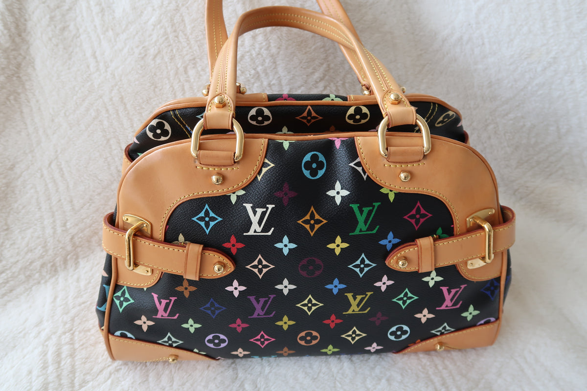 Louis Vuitton Monogram Multicolore Claudia Black Canvas Top Handle Bag