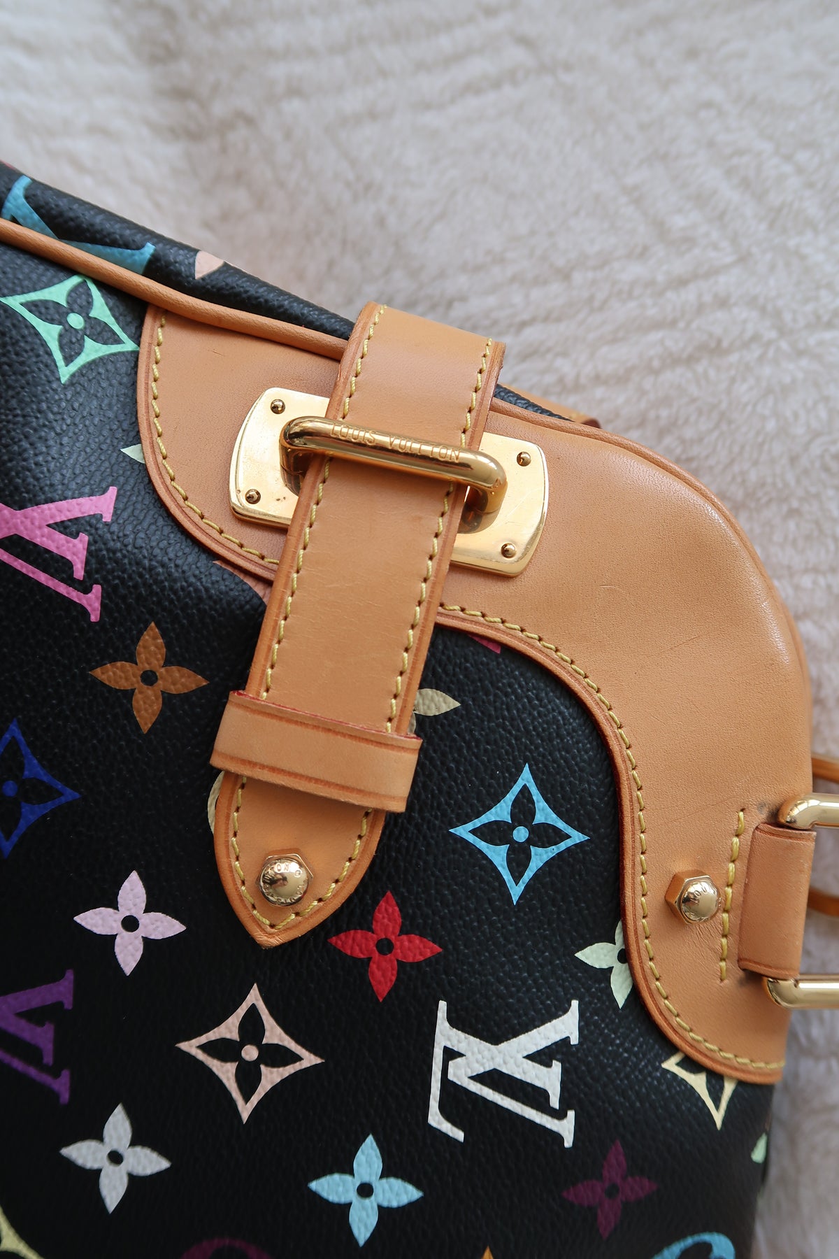 Louis Vuitton Monogram Multicolore Claudia Black Canvas Top Handle Bag