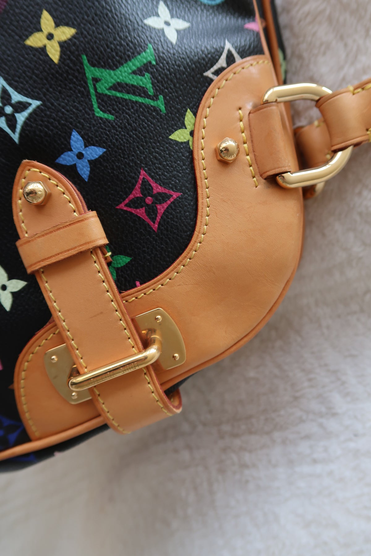 Louis Vuitton Monogram Multicolore Claudia Black Canvas Top Handle Bag
