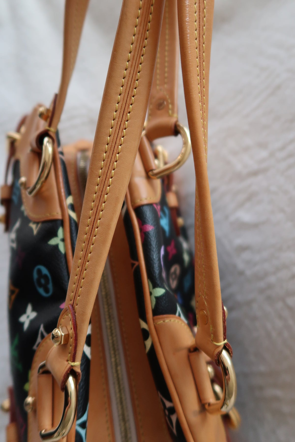 Louis Vuitton Monogram Multicolore Claudia Black Canvas Top Handle Bag